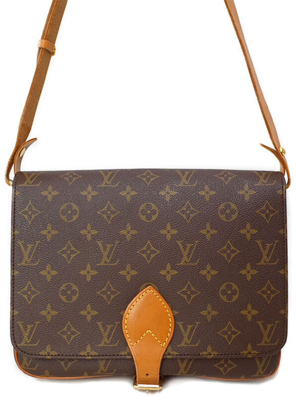 Louis Vuitton Monogram Cartouchiere Shoulder Bag Canvas Leather Brown